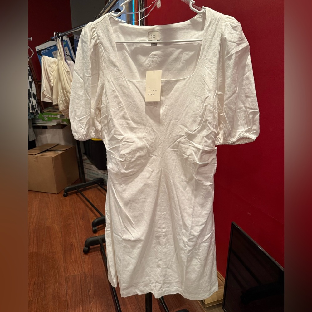 White Puff Sleeve Dress